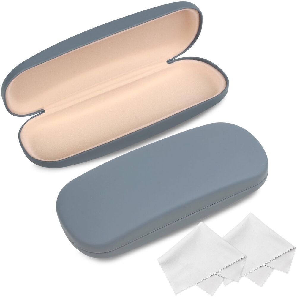 4858 2 Pack Glasses Case, Eyeglass Case with Cleaning Cloth, Glasses Case